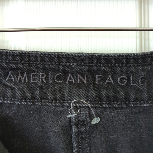 American Eagle Classic Hi-Rise A-Line Button Front Denim Jean Mini Skirt Black 0 - Picture 4 of 10